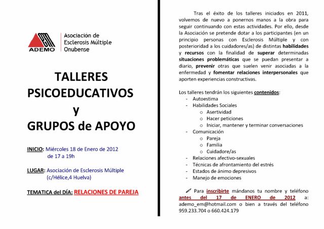 Taller psicoeducativo (ADEMO)